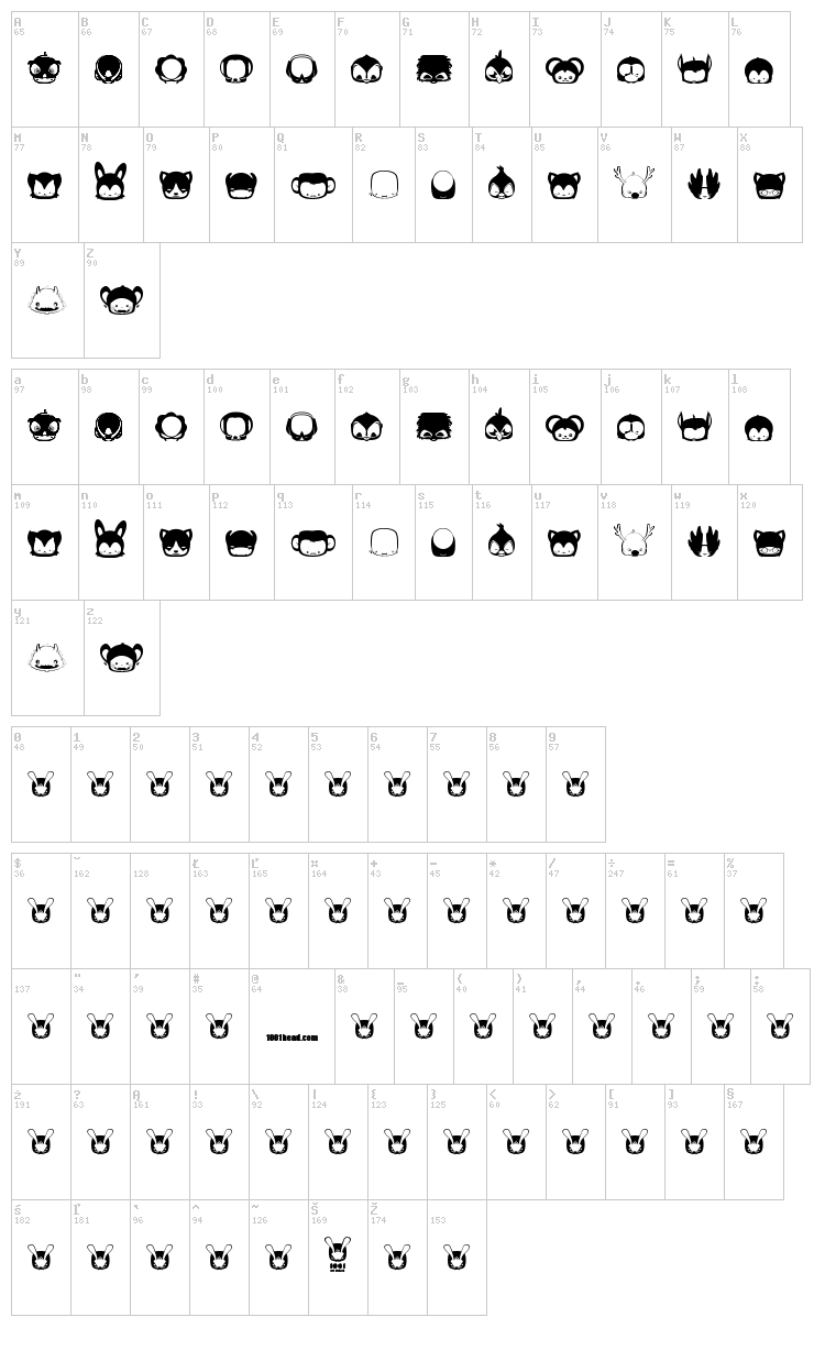 Pictoserie 7 font map